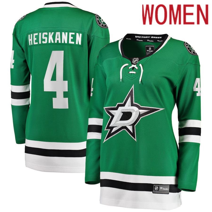 Women Dallas Stars 4 Miro Heiskanen Fanatics Branded Kelly Green Home Breakaway Player NHL Jersey